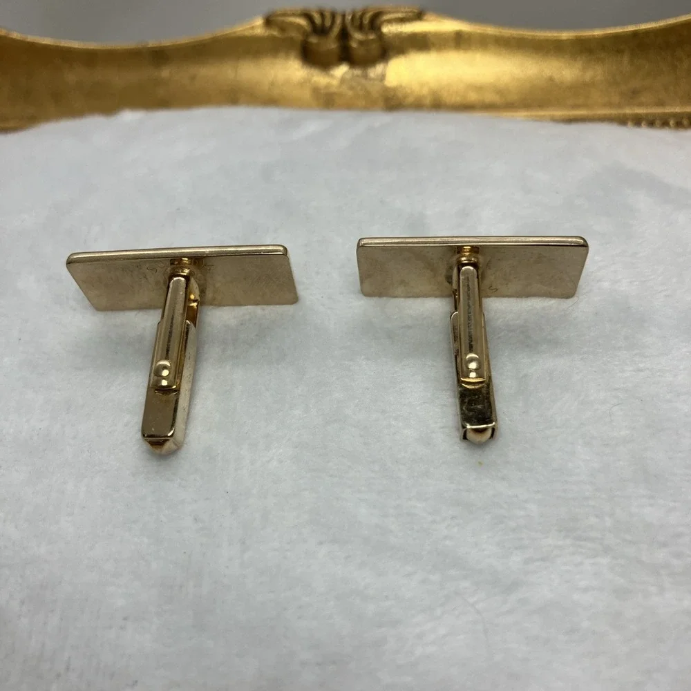 Vtg. Geometric Gold Tone Swank Cufflinks Old Money Estate Heritage Quiet Luxury